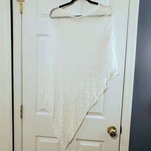 White Shawl Shrug w/ Lace Crochet Details